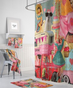 Retro Camper Theme Shower Curtain for Bathroom Decor, Home Decor