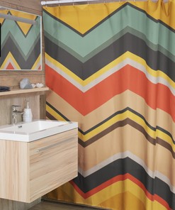 Retro Chevron 70's 80's Nostalgic Personalized Shower Curtain For Vintage Bathroom Decor
