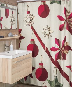 Retro Christmas Shower Curtain, Christmas Gift For Home, Shower Curtain, Retro Bathroom Accessories, Home Gift, Tub Curtain