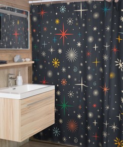 Retro Christmas Shower Curtain, Tub Curtain, Christmas Bathroom Decor, Holiday Shower Curtain, Christmas Decorations For Bathroom