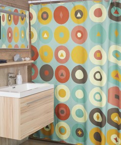 Retro Circle Shower Curtain, Mod 1970's Shower Curtain, Hippie Groovy Shower Curtain, New Home Housewarming Gift, 70's Decor, College Dorm