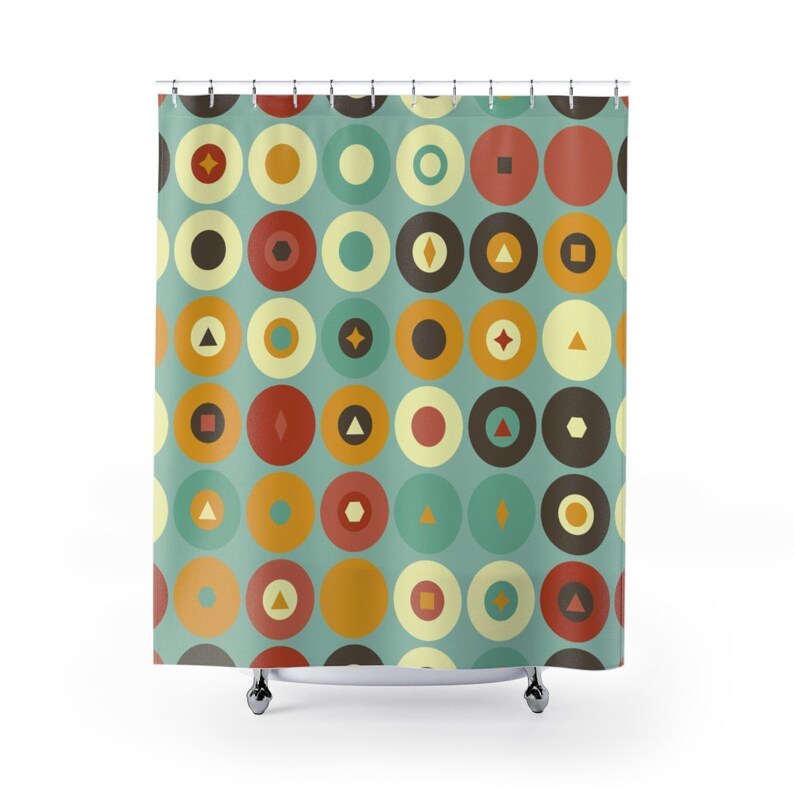 Retro Circle Shower Curtain, Mod 1970's Shower Curtain, Hippie Groovy Shower Curtain, New Home Housewarming Gift, 70's Decor, College Dorm - Image 2