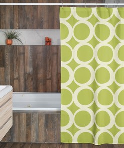 Retro Circles Shower Curtain, Groovy 60's 70's Hippie Shower Accessory, Retro Bathroom Curtain, Green Shower Curtain