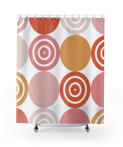 Retro Curtains Circles Yellow, Pale Pink Cream Funky Shower Curtain