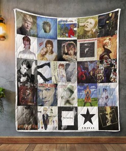 Retro David Bowie Style Love Album Quilt Blanket