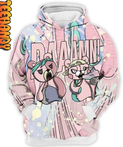 Retro Easter Bear Daamm Hiphop 3D Hoodie