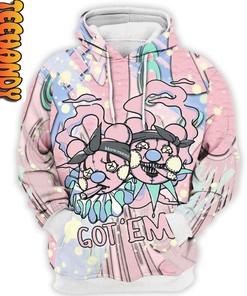 Retro Easter Clown Bear Dripping 3D Hoodie