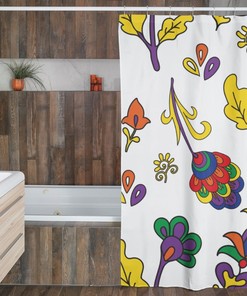 Retro Flowers Mod Boho 1970's Shower Curtain, Hippie Groovy Shower Curtain, New Home Housewarming Gift