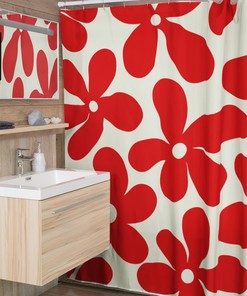 Retro Flowers Mod Boho 1970's Shower Curtain, Hippie Groovy Shower Curtain, New Home Housewarming Gift