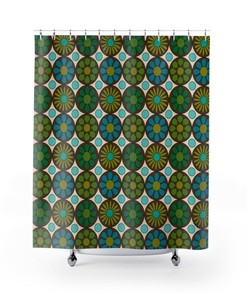 Retro Flowers Mod Boho 1970's Shower Curtain, Hippie Groovy Shower Curtain, New Home Housewarming Gift, 70's Decor