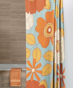 Retro Flowers Shower Curtain, Groovy 60's 70's Hippie Shower Accessory, Retro Bathroom Curtain