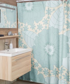 Retro Flowers Shower Curtain, Groovy 60's 70's Hippie Shower Accessory Retro Bathroom Curtain