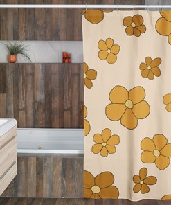 Retro Flowers Shower Curtain, Groovy 60's 70's Hippie Shower Accessory, Retro Bathroom Curtain Bath Decor