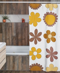 Retro Flowers Shower Curtain, Groovy 60's 70's Hippie Shower Accessory, Retro Bathroom Curtain, Bath Decor