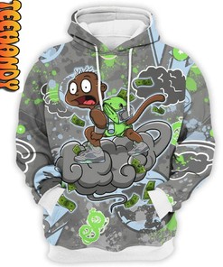 Retro Green Bean Monkey Tommy Fly Hoodie