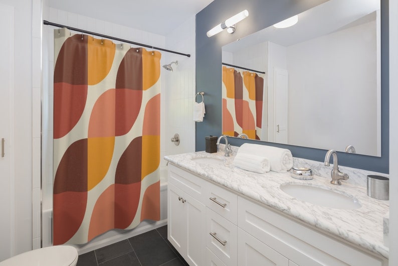 Retro Groovy 60's 70's Geometric Hippie Personalized Shower Curtain For Vintage Bathroom Decor - Image 3