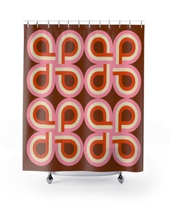 Retro Groovy 60's 70's Hippie Shower Curtain, Retro Bathroom Curtain