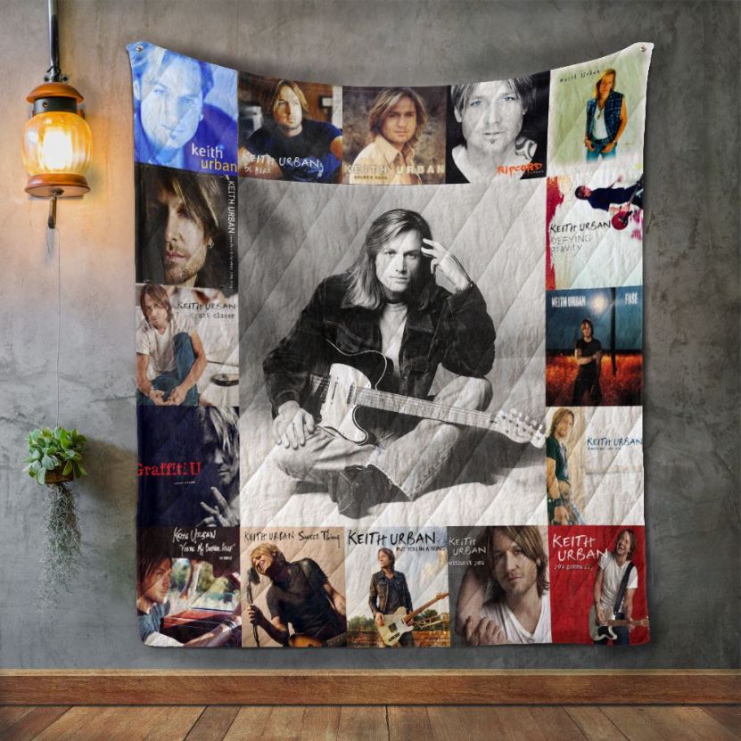 Retro Keith Urban Collected Album Covers Quilt Blanket Bedding Set