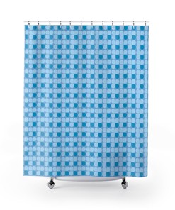 Retro Mid Century Modern Blue Blue Shower Curtain For your MCM 1950's Bathroom