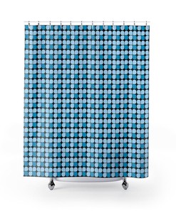 Retro Mid Century Modern Blue and Black Shower Curtain For your MCM Bathroom