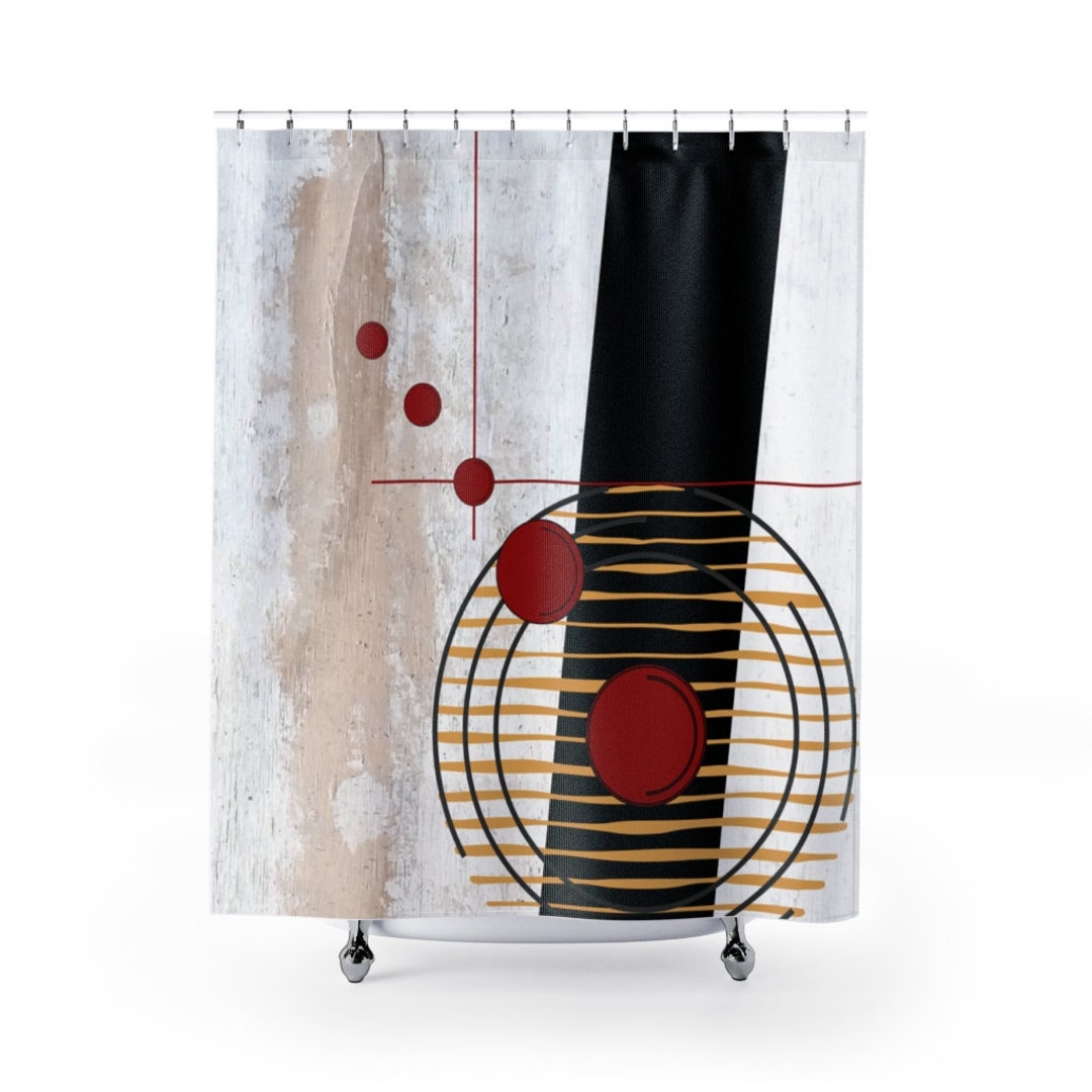 Retro Mid Century Modern Geometric Shower Curtain