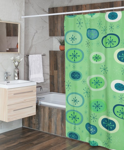 Retro Mid Century Modern Shower Curtain, Mcm Bathroom, Shower Curtain, Retro Bathroom Accessories, Retro 50's Inspired Bathroom