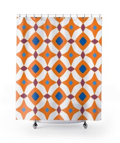 Retro Print Shower Curtain, Groovy Shower Curtain, 70s Aesthetic Decor, Hippie Shower Curtain Decor, Funky Bathroom Curtain
