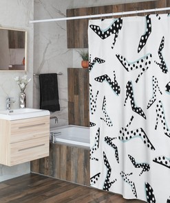 Retro Shoe Shower Curtain With Polka Dots, Feminine Housewarming Present For Bathroom