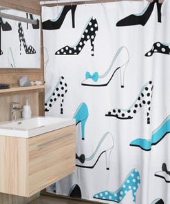 Retro Shoes Shower Curtains, Retro Shower Curtain, Housewarming Present New Home, Polka Dots Bathroom Accessories