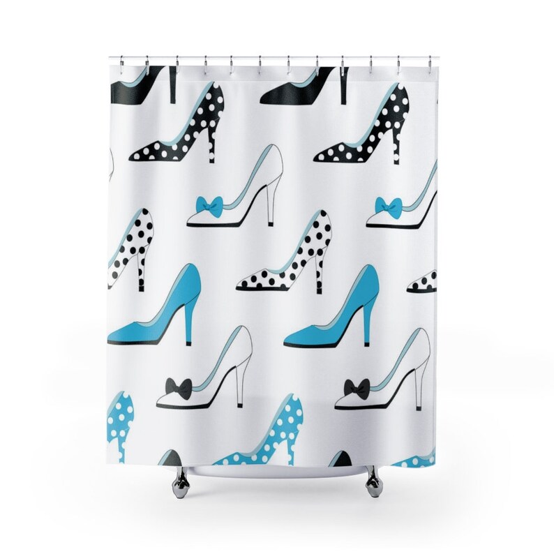 Retro Shoes Shower Curtains, Retro Shower Curtain, Housewarming Present New Home, Polka Dots Bathroom Accessories - Image 2