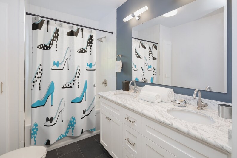 Retro Shoes Shower Curtains, Retro Shower Curtain, Housewarming Present New Home, Polka Dots Bathroom Accessories - Image 3