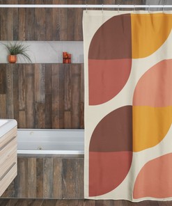 Retro Shower Curtain, 60's 70's Geometric Hippie Shower Accessory, Retro Bathroom Curtain