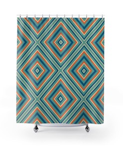 Retro Shower Curtain, 70's 80's Shower Accessory, Retro Bathroom Curtain