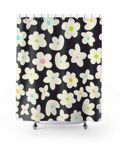 Retro Shower Curtain Abstract Art, Bathroom Decor Design, Modern Art Print, Nature Bathroom, Retro Decor, Midcentury Bathroom