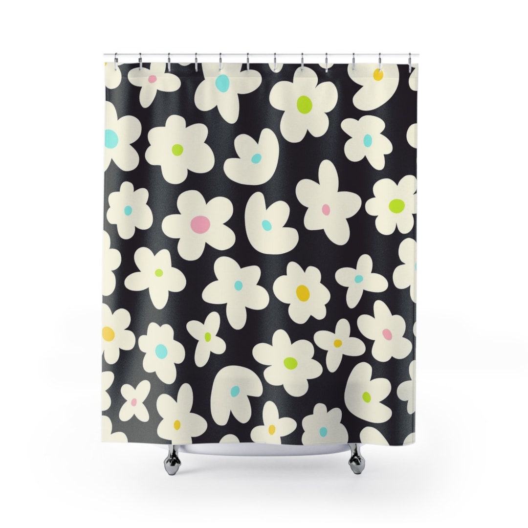 Retro Shower Curtain Abstract Art, Bathroom Decor Design, Modern Art Print, Nature Bathroom, Retro Decor, Midcentury Bathroom