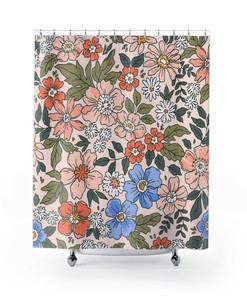 Retro Shower Curtain Bathroom Decor Design, Modern Art Print, Housewarming Gift, Unique Gift Idea