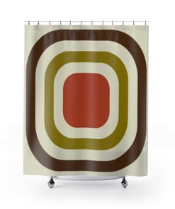 Retro Shower Curtain, Bathroom Shower Curtain, Christmas Gift For Home, Mid Century Modern Shower Curtain