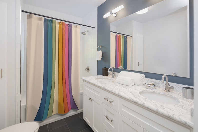 Retro Shower Curtain, Groovy 60's 70's Hippie Shower Accessory - Image 3