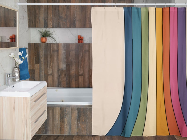 Retro Shower Curtain, Groovy 60's 70's Hippie Shower Accessory - Image 4