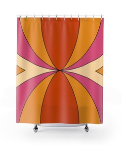 Retro Shower Curtain, Groovy 60's 70's Hippie Shower Accessory Bath Decor, Retro Bathroom Curtain