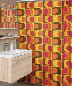 Retro Shower Curtain, Groovy 60's 70's Hippie Shower Accessory, Retro Bathroom Curtain