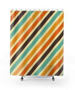 Retro Shower Curtain, Groovy 60's 70's Hippie Shower Accessory, Retro Bathroom Curtain, Striped Tub Curtain