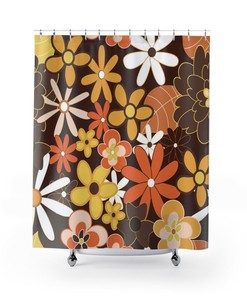 Retro Shower Curtain, Groovy Shower Curtain, 70s Aesthetic Decor, Hippie Shower Curtain Decor, Funky Bathroom Curtain