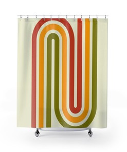 Retro Shower Curtain Home Decor, Groovy 60's 70's Hippie Shower Accessory