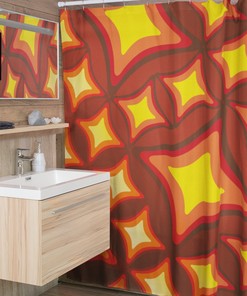 Retro Shower Curtain Home Decor, Groovy 60's 70's Hippie Shower Accessory, Retro Bathroom Curtain