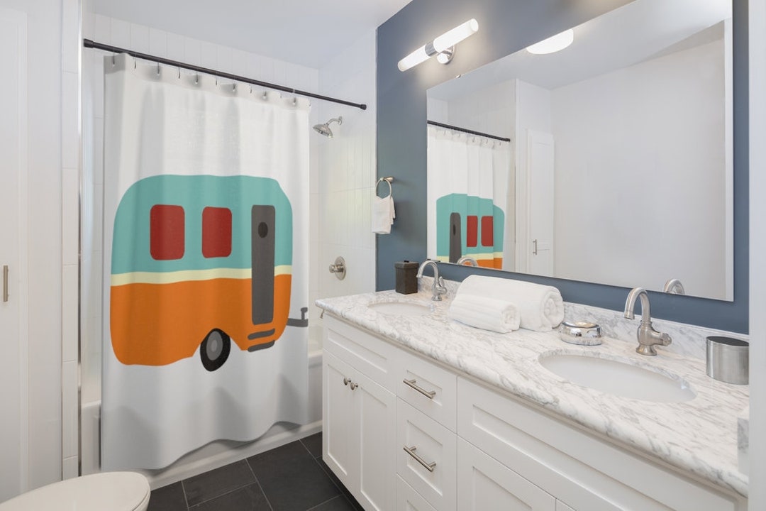 Retro Shower Curtain, Mid Century Modern, Retro Camper, 70’s decor, New Apartment Decor, Shower Curtain Colorful, home decor bathroom