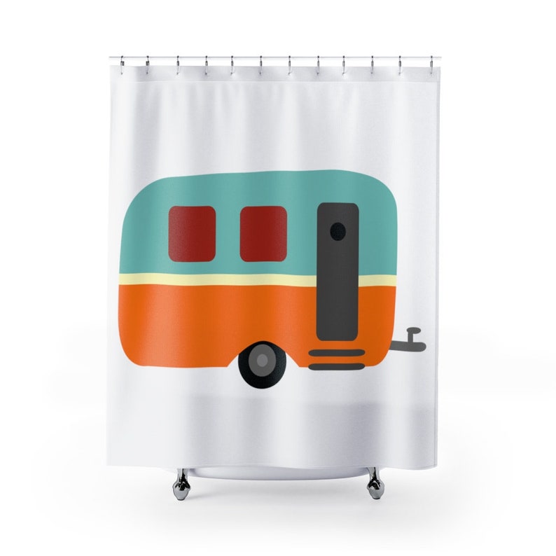 Retro Shower Curtain, Mid Century Modern, Retro Camper, 70’s decor, New Apartment Decor, Shower Curtain Colorful, home decor bathroom - Image 2