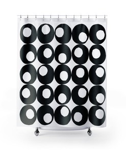 Retro Shower Curtain, Mid Century Modern Shower Curtains, Black White Shower Curtain, Retro Bathroom Decor, New Apartment Decor, Dorm Gift