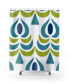 Retro Shower Curtain, Retro Peacock Scandinavian Retro Mid Modern Shower Curtain
