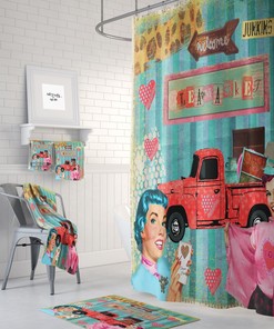 Retro Theme Shower Curtain for Bathroom Decor, Home Decor